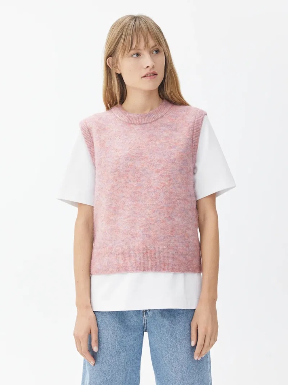 Arket Pink Knit Sleeveless Sezane-style Sweater Vest S
